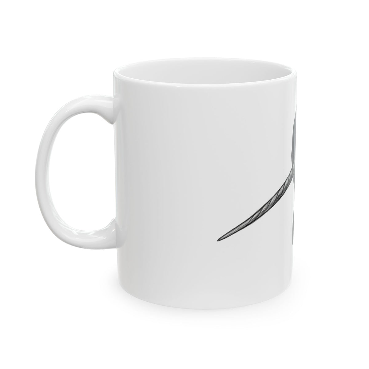 "Pencil Sketch Art Narwhal" White Ceramic Mug — Graphic