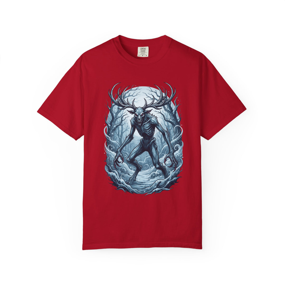 Color: Red | Wendigo (Algonquian Folklore) Unisex Garment-Dyed Tee
