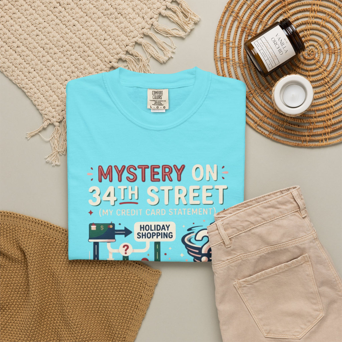 "Mystery On 34th Street" Unisex Garment-Dyed Tee
