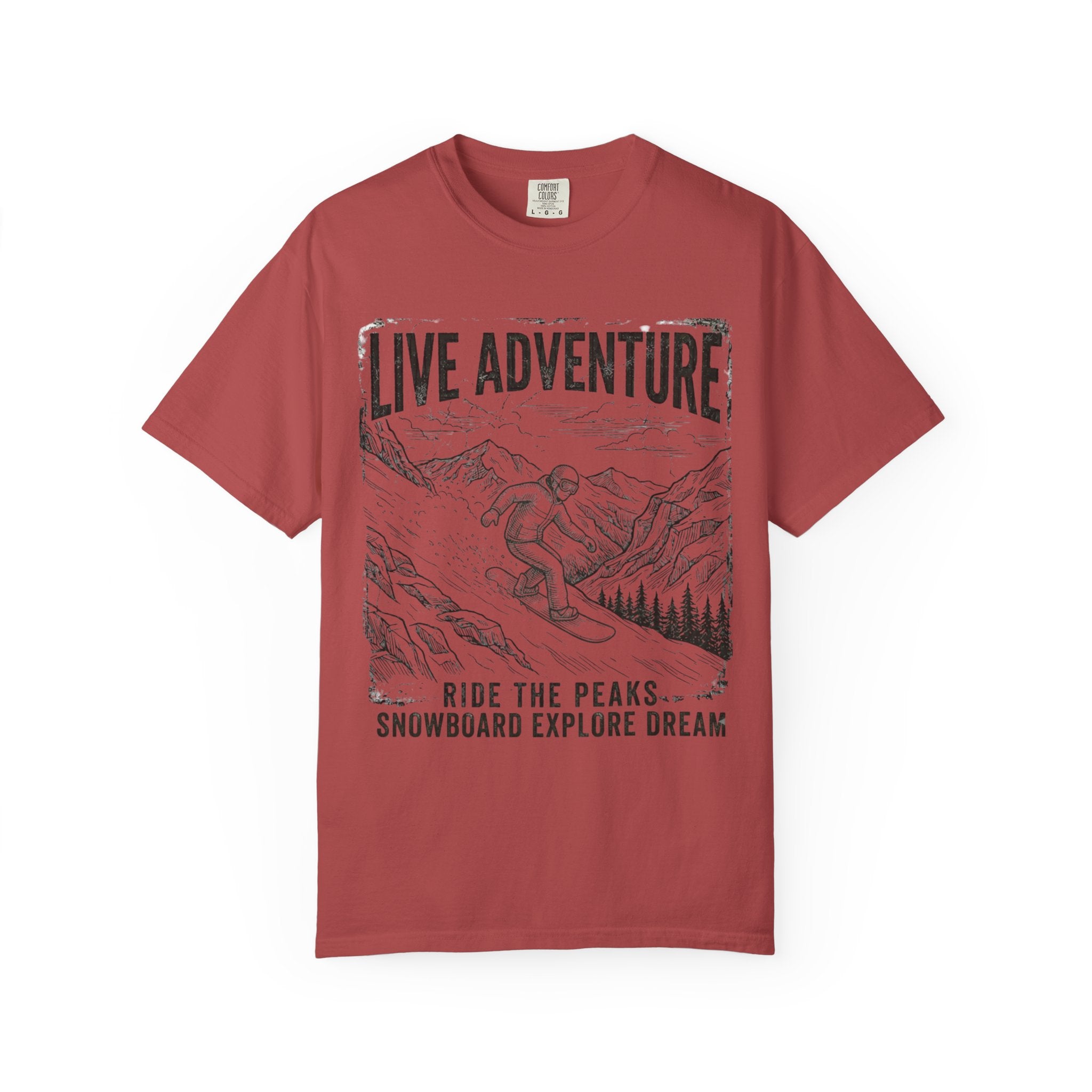 "Live Adventure - Snowboard" Unisex Garment-Dyed Tee