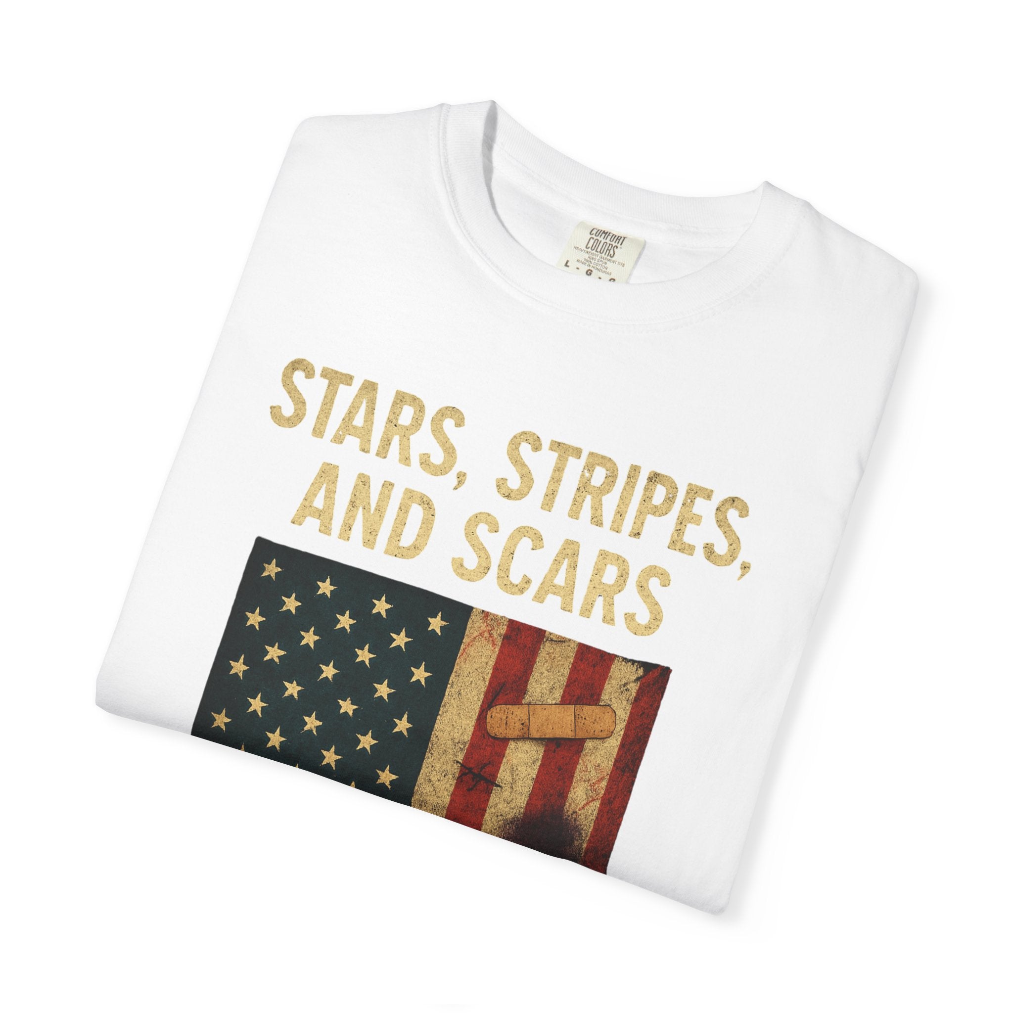 "STARS, STRIPES, AND SCARS" Unisex Garment-Dyed T-shirt