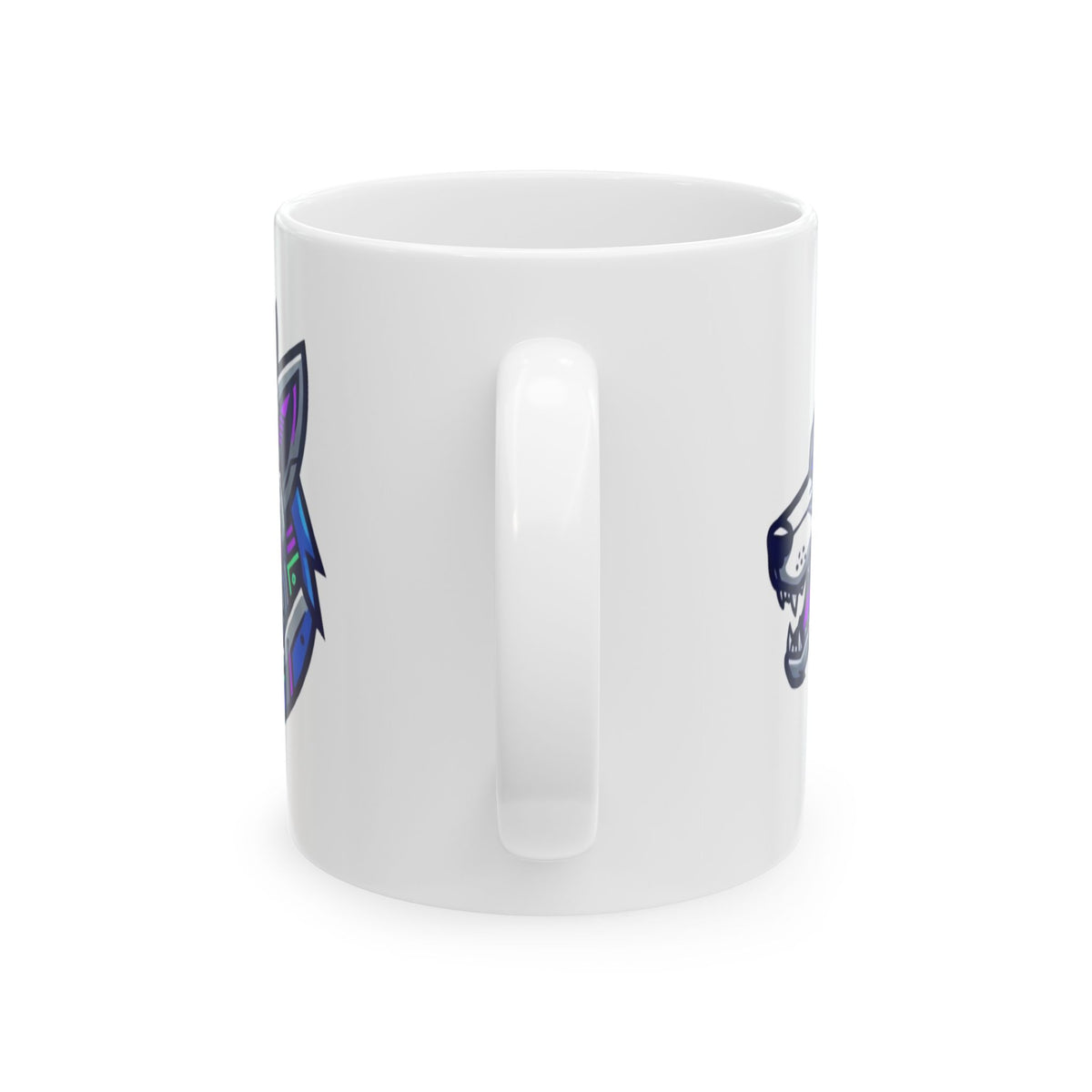 "Cyber Wolf" White Ceramic Mug — Graphic