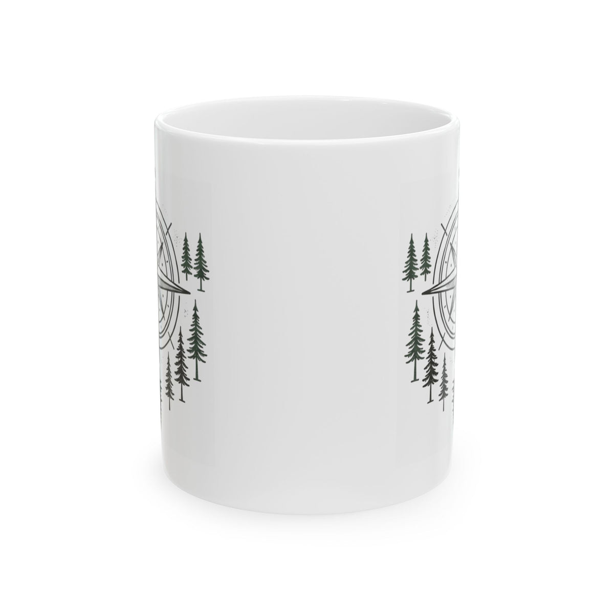 "Compass" White Ceramic Mug — Graphic