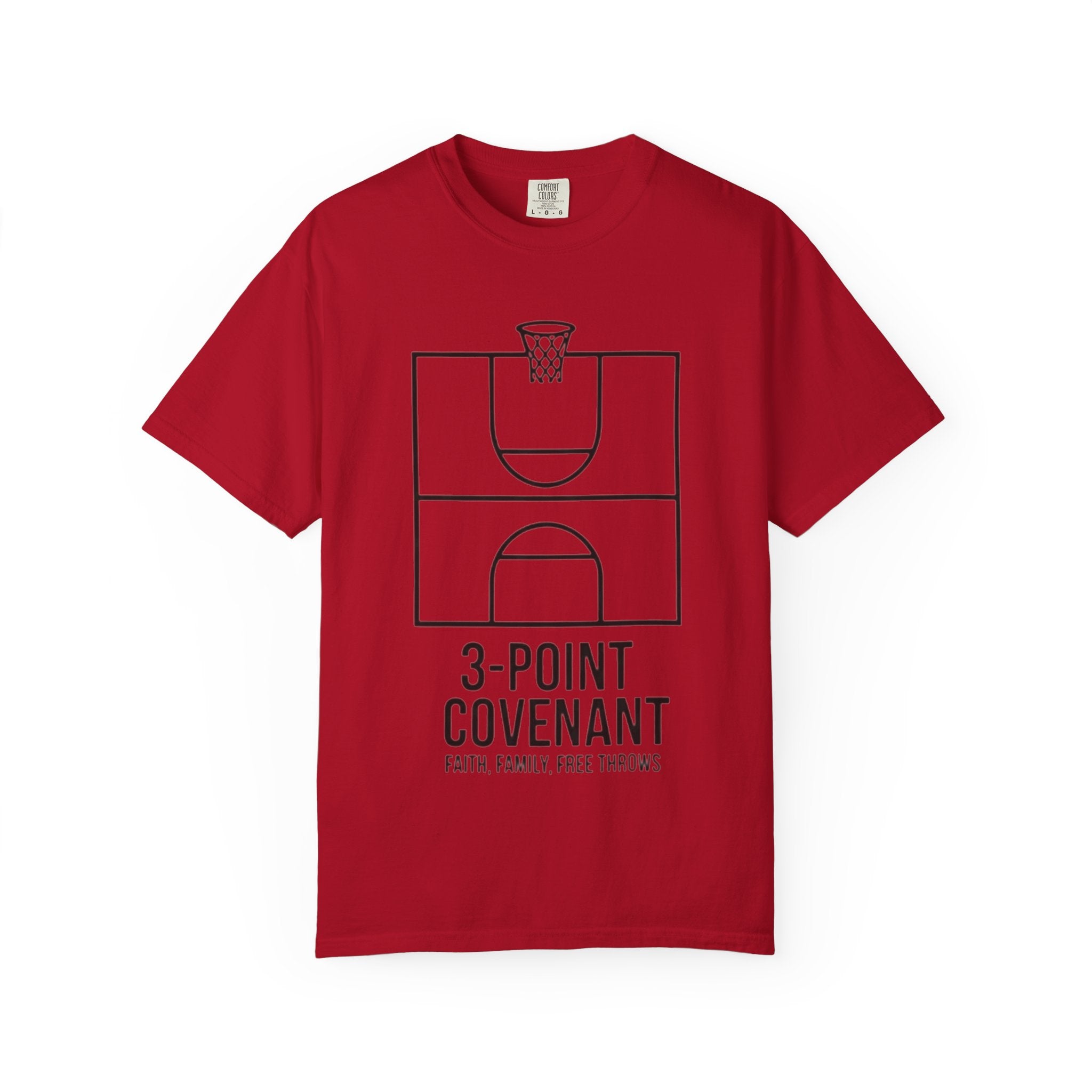 “3‑Point Covenant: Faith, Family, Free Throws" Unisex Garment-Dyed T-shirt