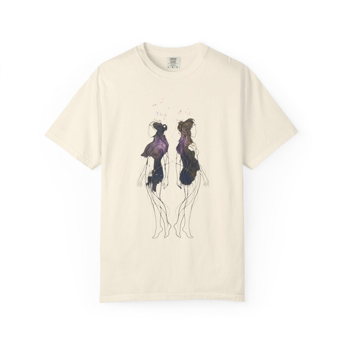 Color: Ivory | Gemini The Celestial Twins Unisex Garment-Dyed Tee
