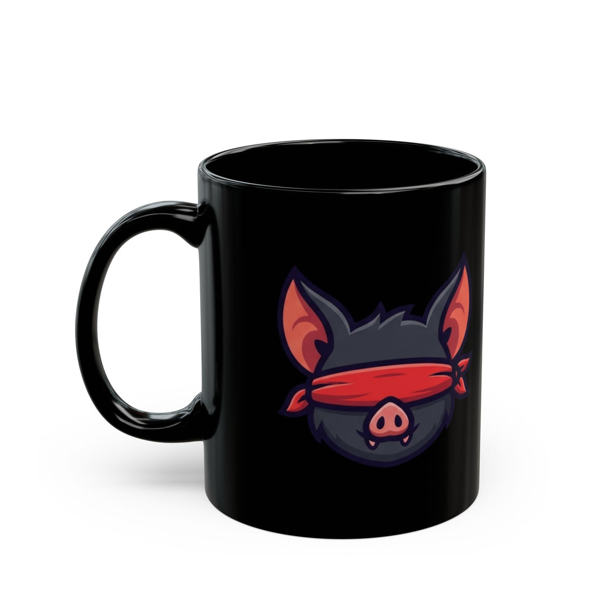"Blind, Drunk, and Swinging" Black Ceramic Mug — Graphic