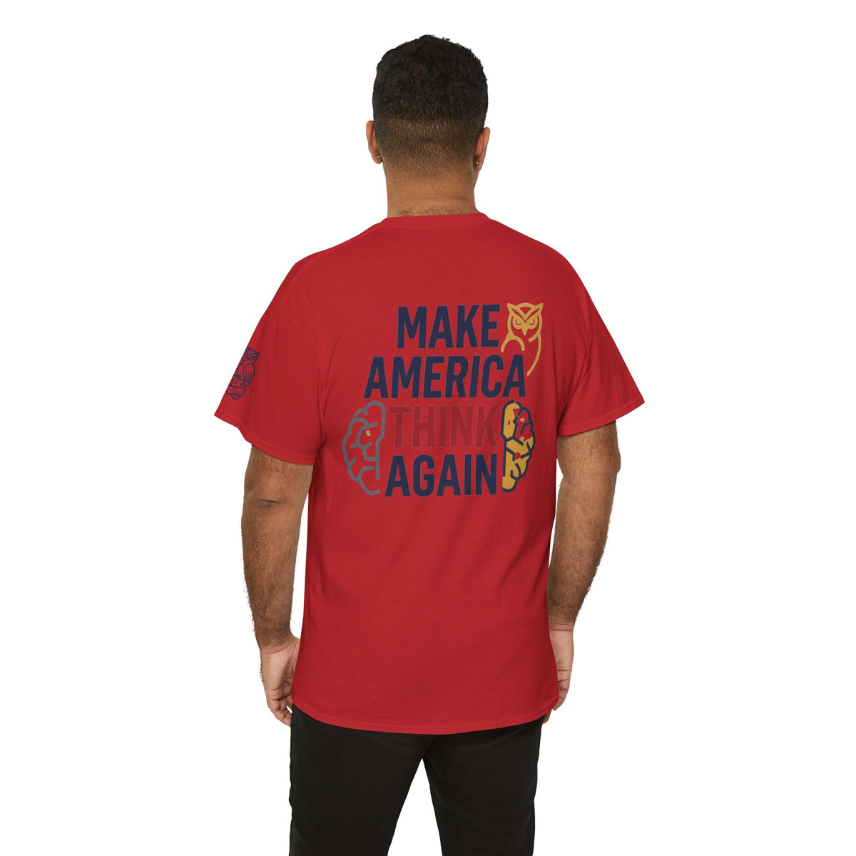 Color: Red | Make America Think Again Premium Graphic Tee