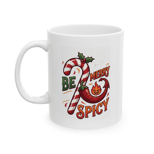 "May Your Days Be Merry and Spicy" White Ceramic Mug