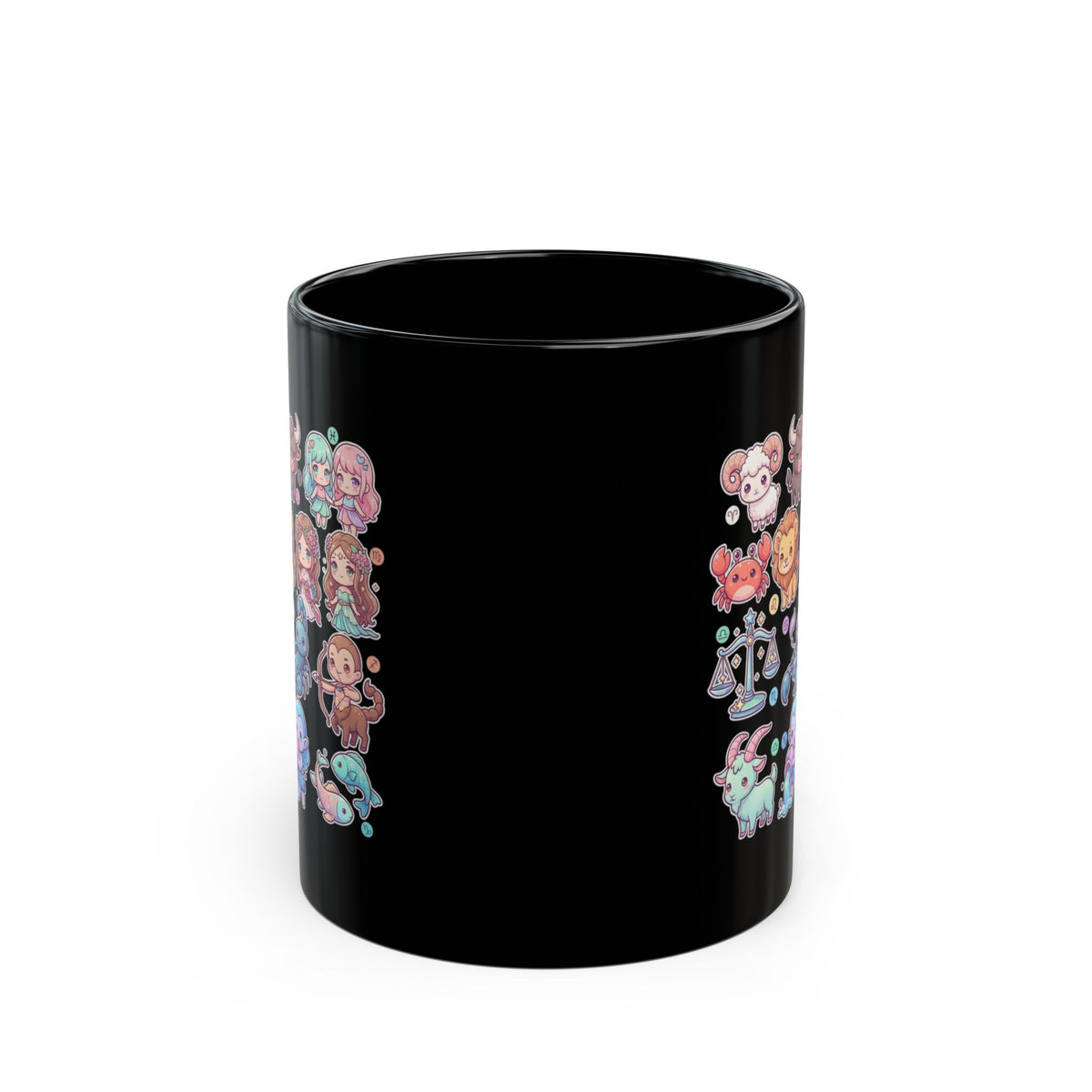 "Cute Chibi Zodiac" Black Ceramic Mug