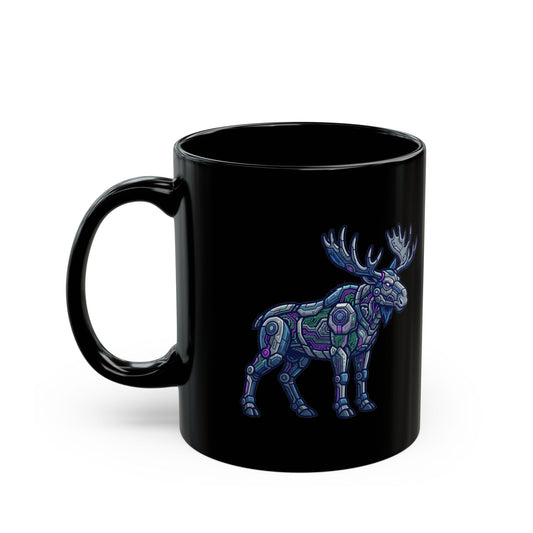"Cyber Moose" Black Ceramic Mug