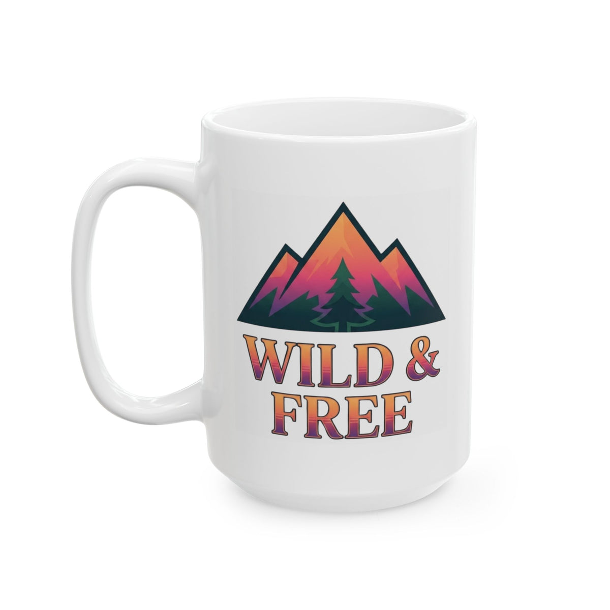 "Wild & Free" White Ceramic Mug — Graphic