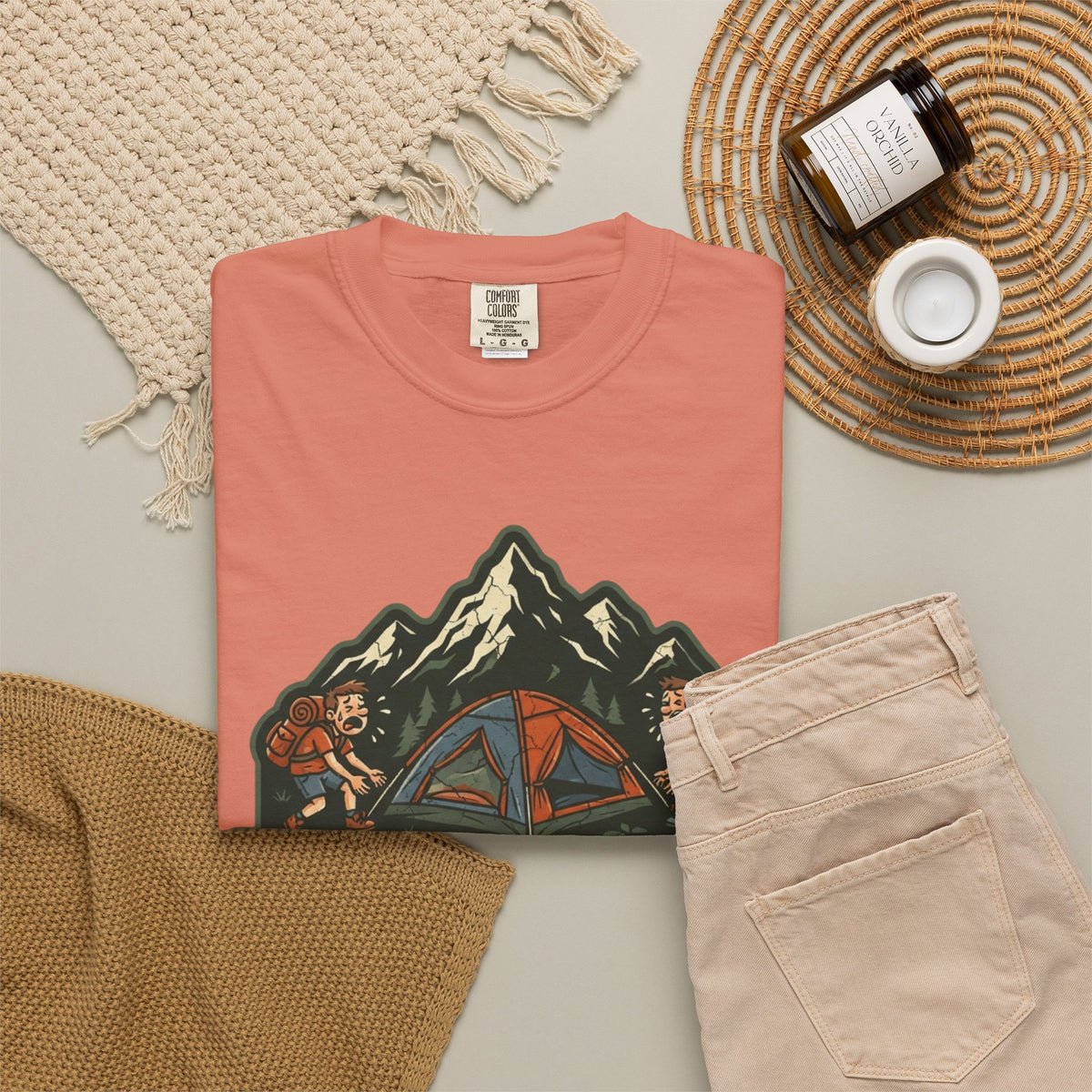 Pitching A Tent Is My Only Cardio Unisex Garment-Dyed Tee