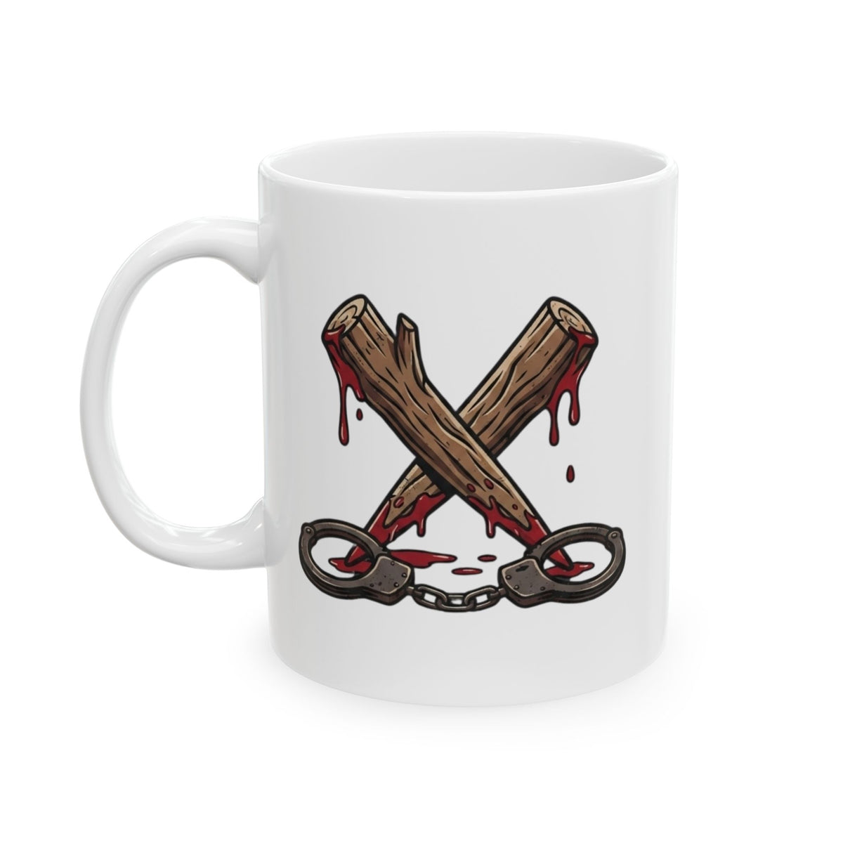 "Pound Your Stake In Me" White Ceramic Mug — Graphic