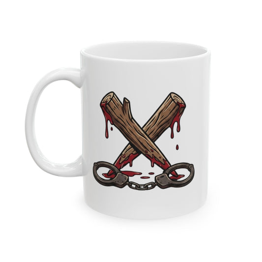 "Pound Your Stake In Me" White Ceramic Mug — Graphic