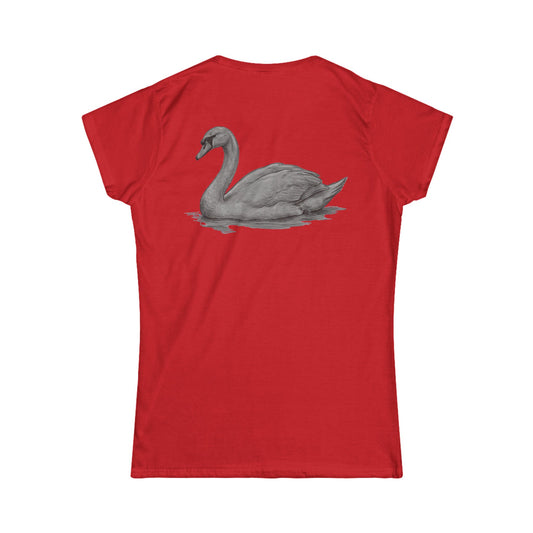 Color: Red | Pencil Sketch Art Swan Women's Tee