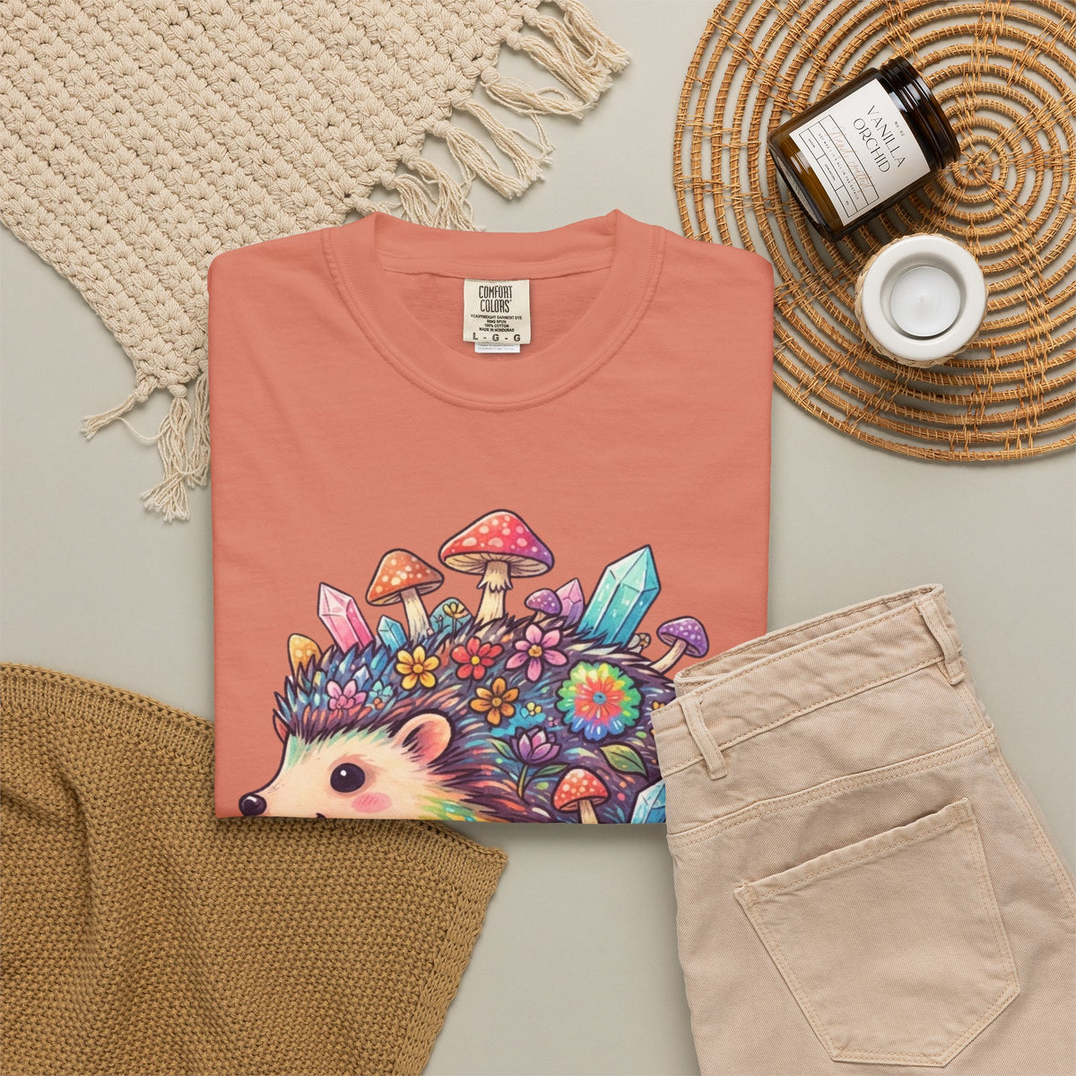 Hippy Hedgehog Unisex Garment-Dyed Tee