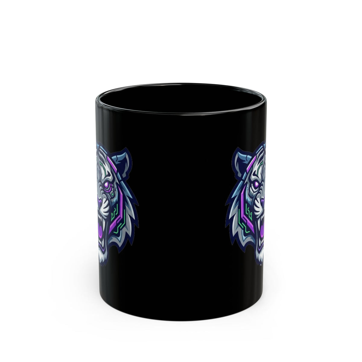 "Cyber Tiger" Black Ceramic Mug — Graphic