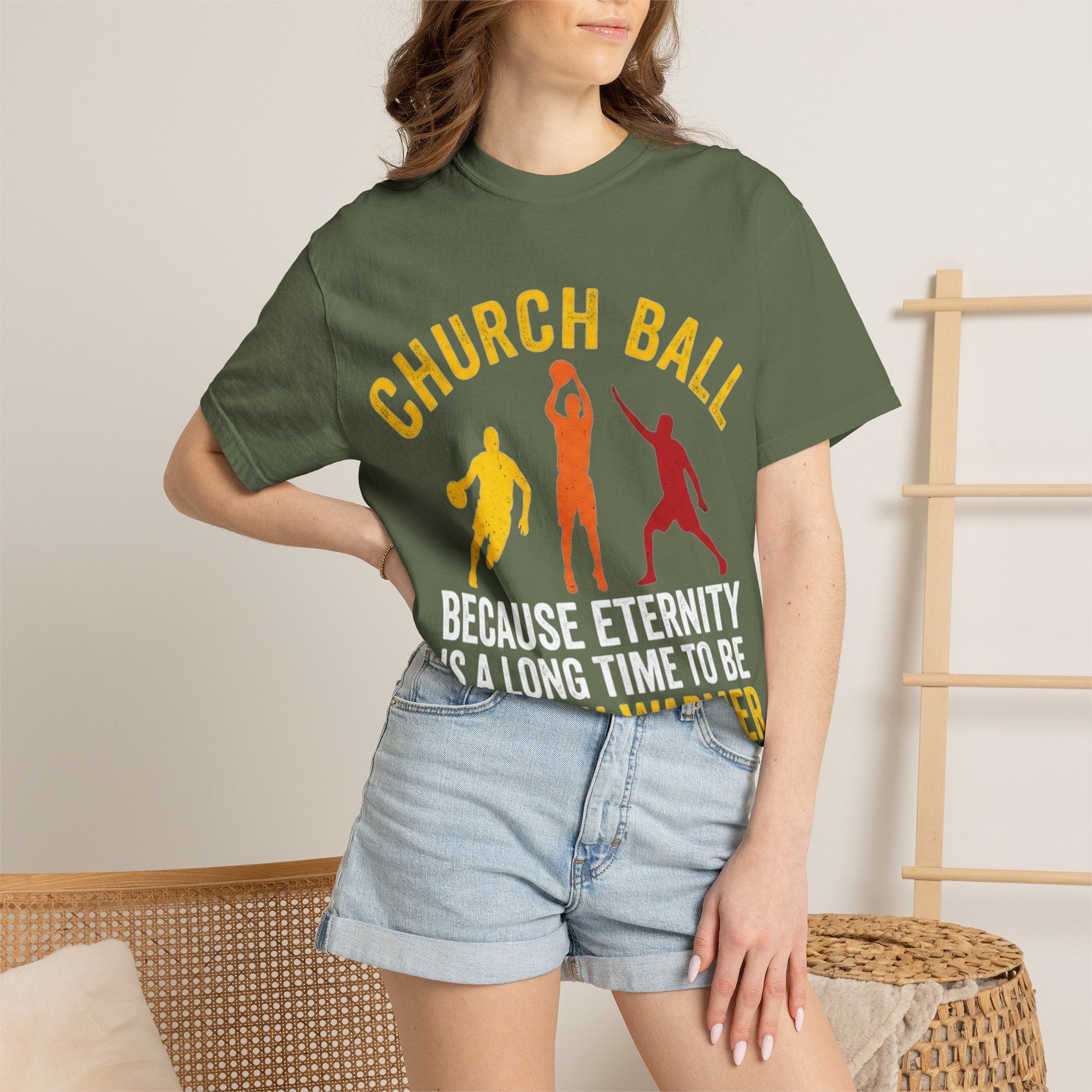 "Church Ball Bench Warmer" Unisex Garment-Dyed T-shirt