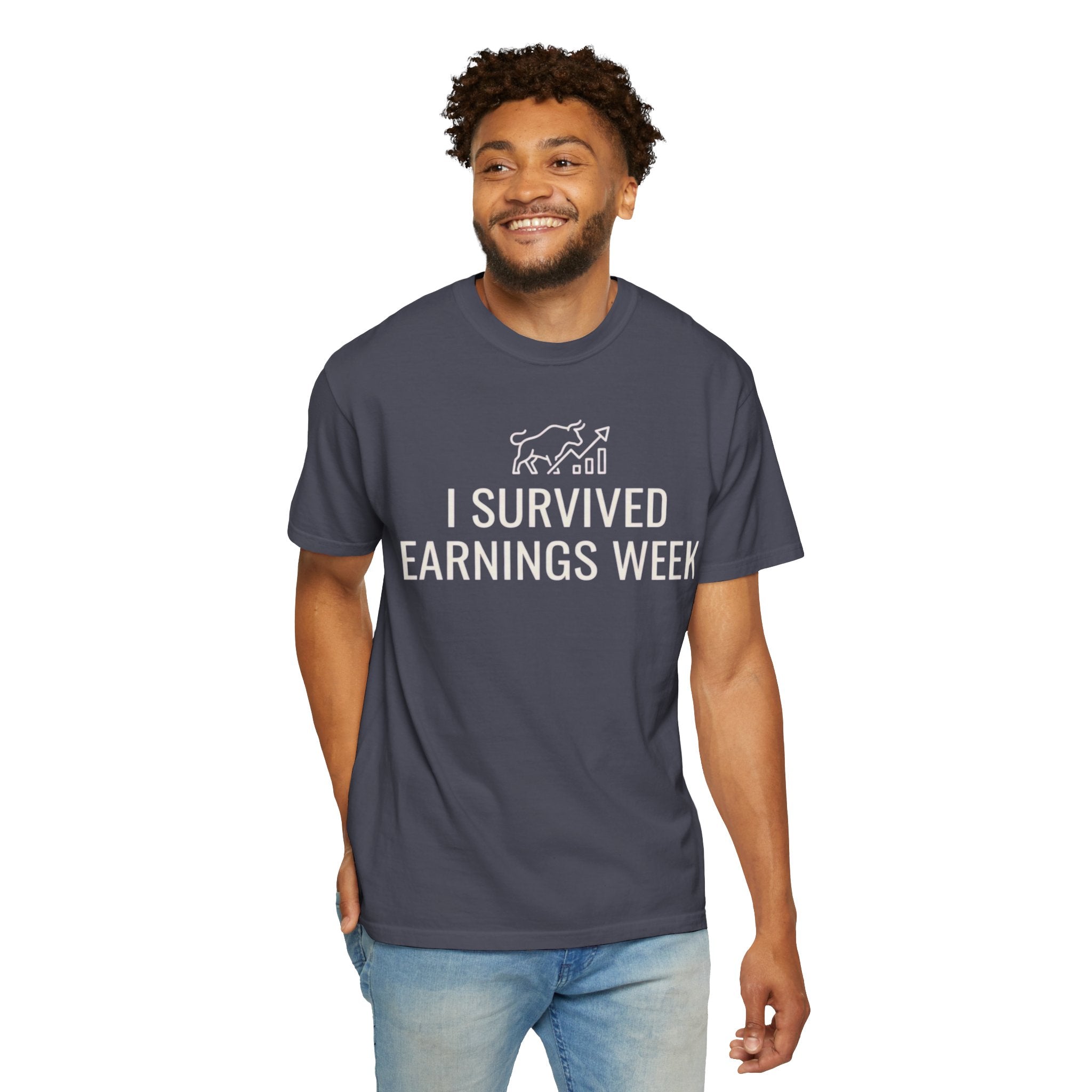 "I Survied Earnings Week" Unisex Garment-Dyed Tee