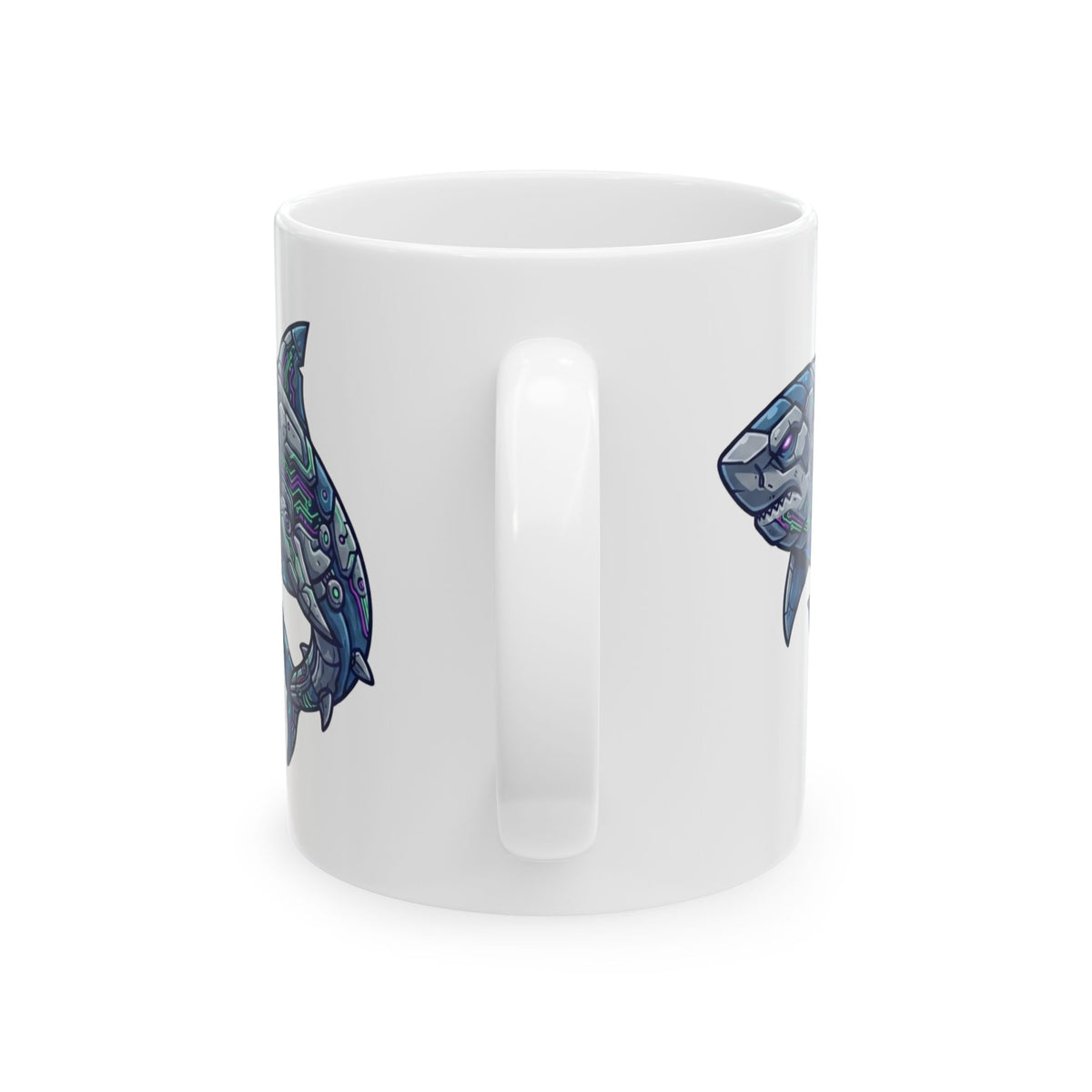 "Cyber Shark" White Ceramic Mug
