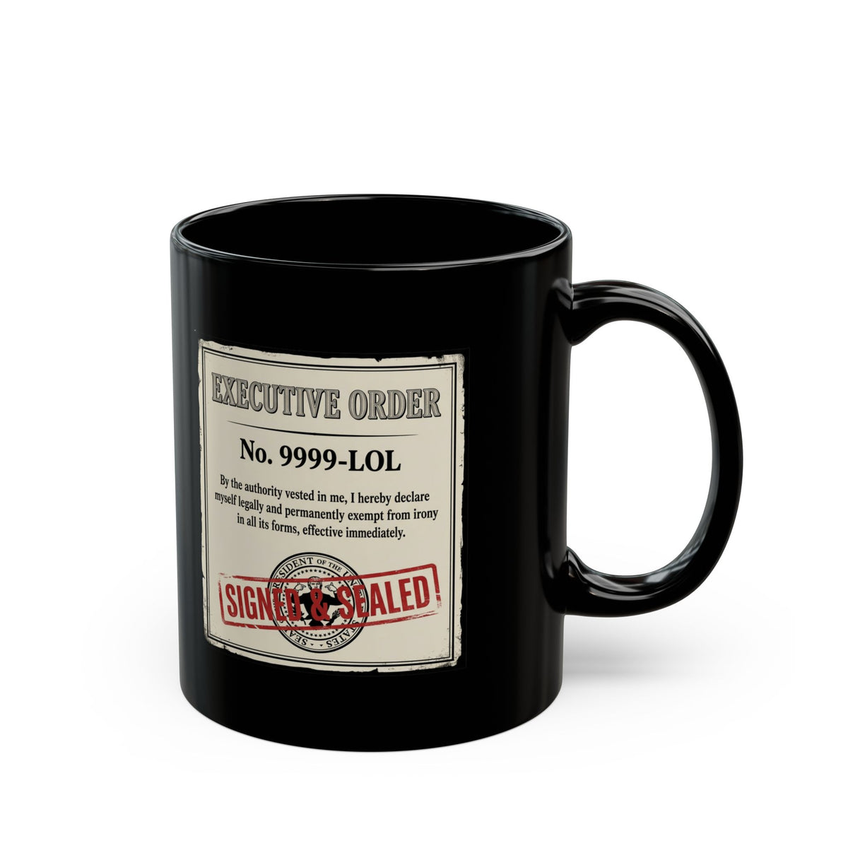 "Irony Free" Black Ceramic Mug