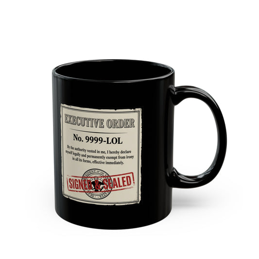 "Irony Free" Black Ceramic Mug