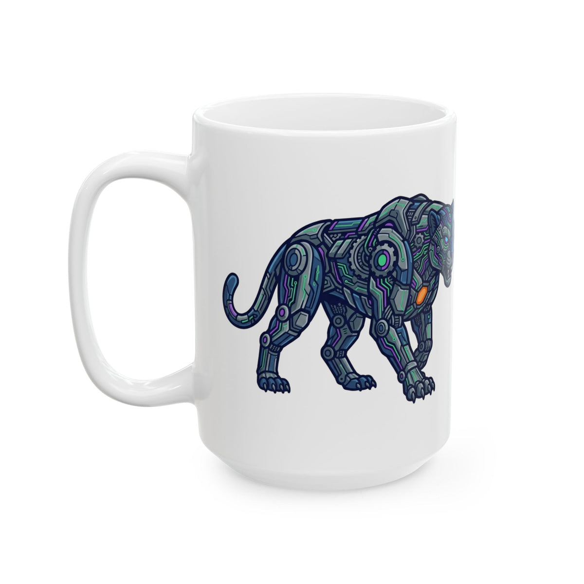"Cyber Panther" White Ceramic Mug