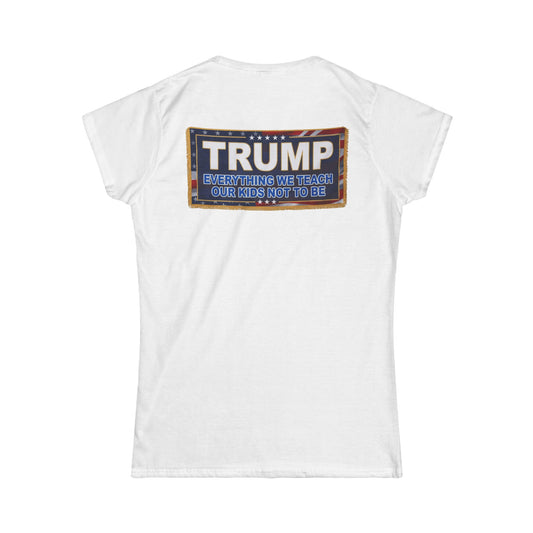 Color: White | Trump Teach Our Kids Women's Tee