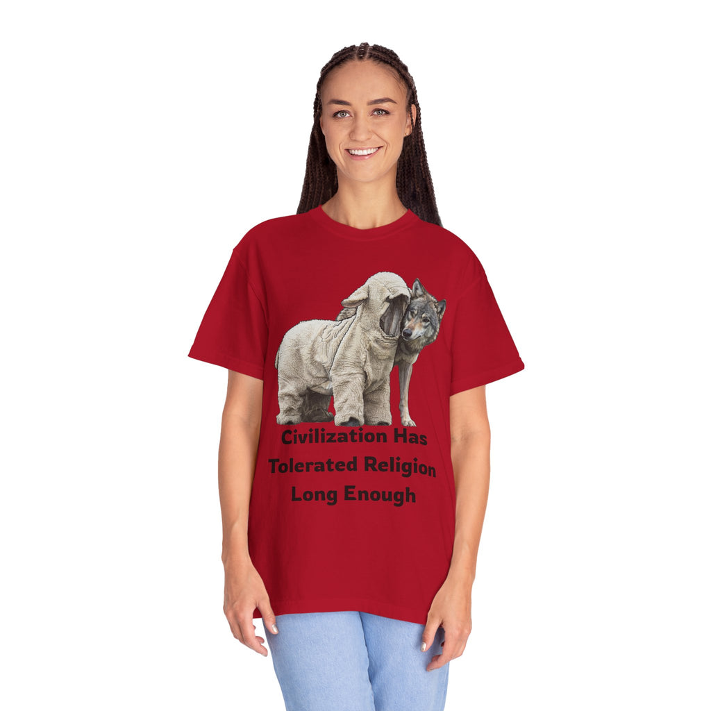 "Civilization Tolerated Religion" Unisex Garment-Dyed Tee