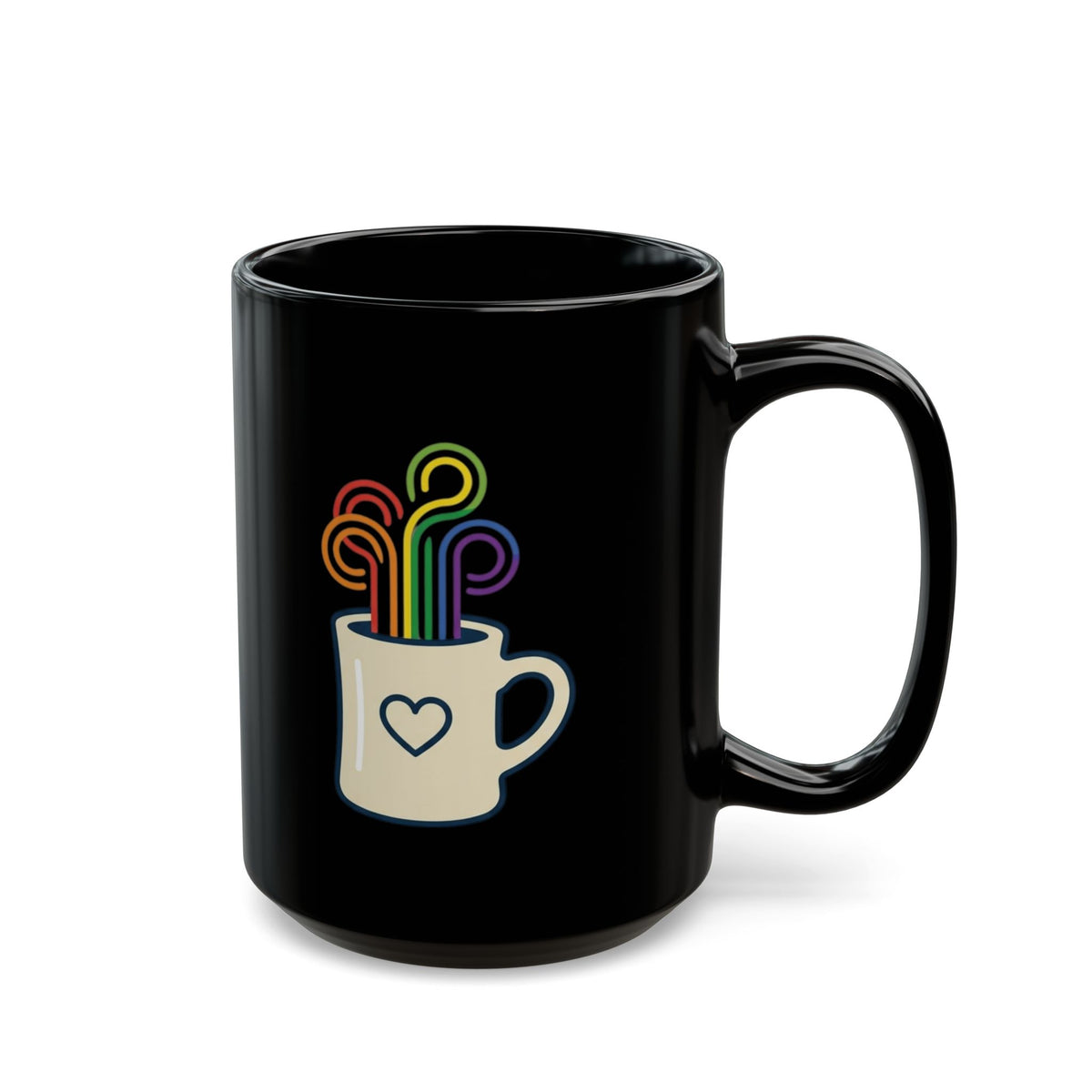 "Strong Loud Extra Steamy" Black Ceramic Mug — Graphic