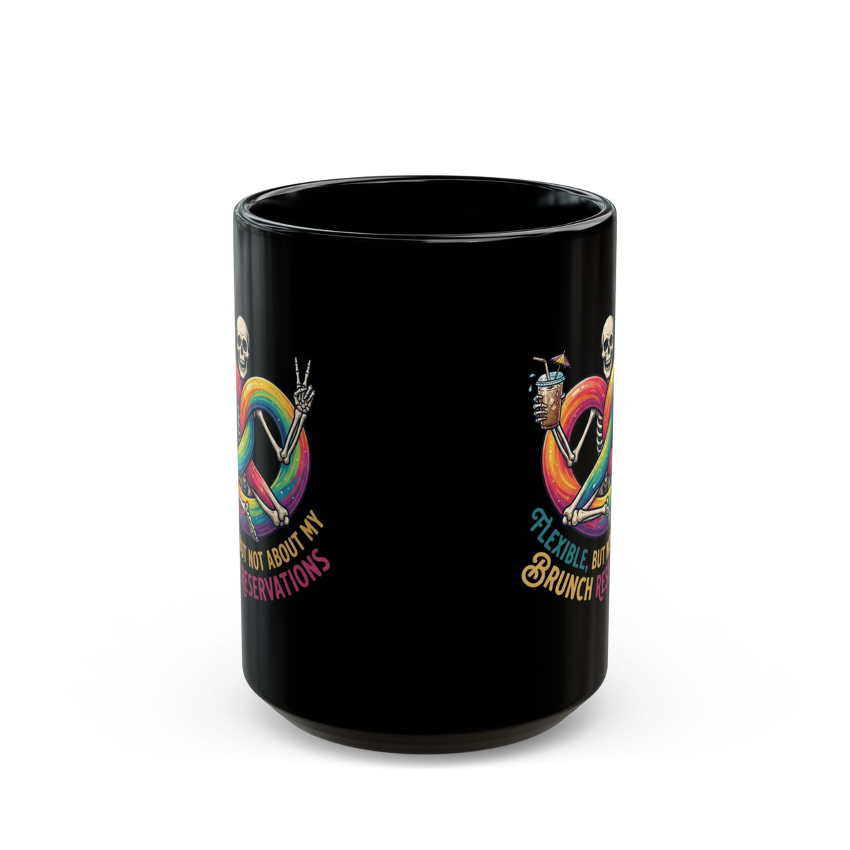 "Flexible But Not About Brunch" Black Ceramic Mug