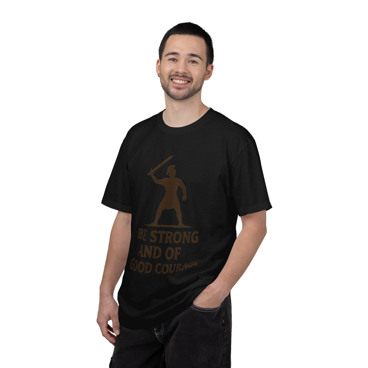Color: Black | Be Strong and of Good Courage-2 Unisex Garment-Dyed T-shirt