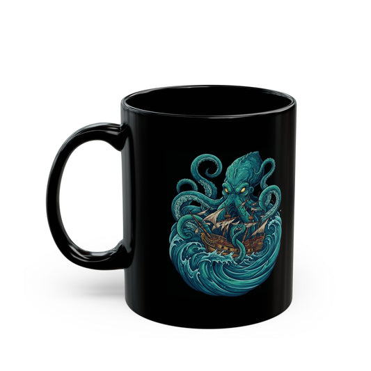 "The Kraken (Norse-Global Maritime)" Black Ceramic Mug