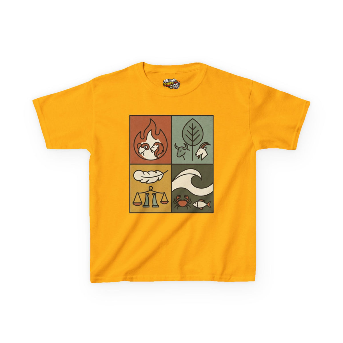 "Four Elements- Fire, Earth, Air, Water" Kids Tee