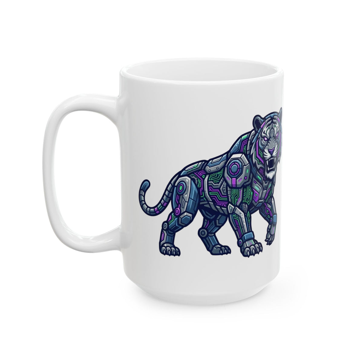 "Cyber Tiger" White Ceramic Mug
