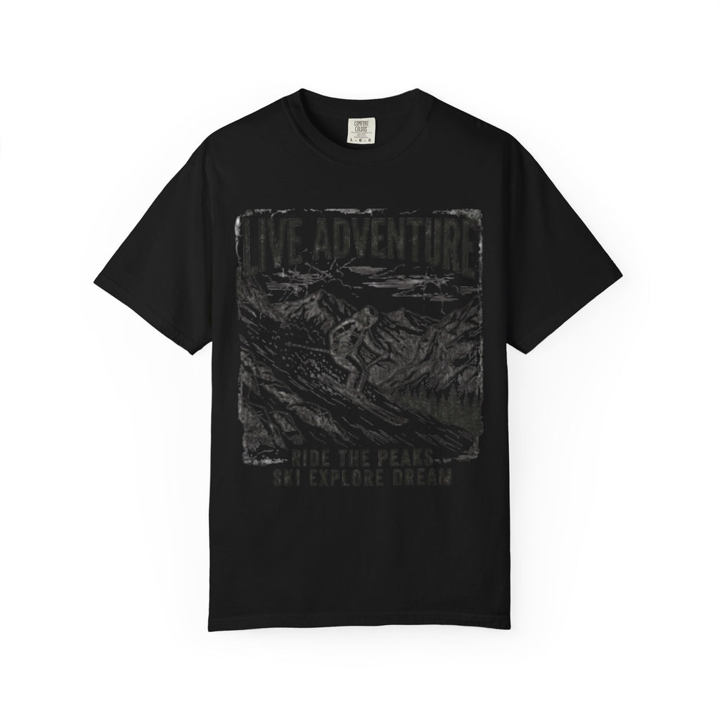 "Live Adventure - Ski" Unisex Garment-Dyed Tee