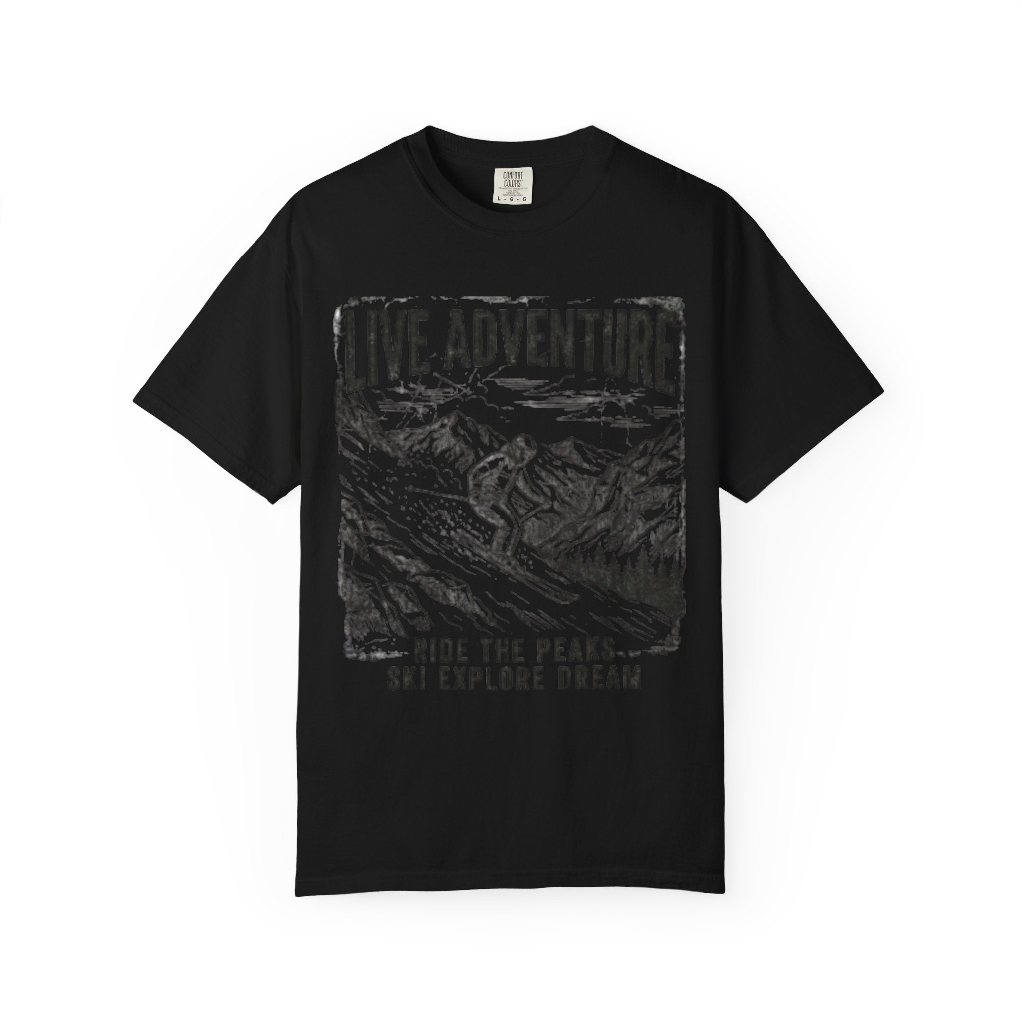 "Live Adventure - Ski" Unisex Garment-Dyed Tee