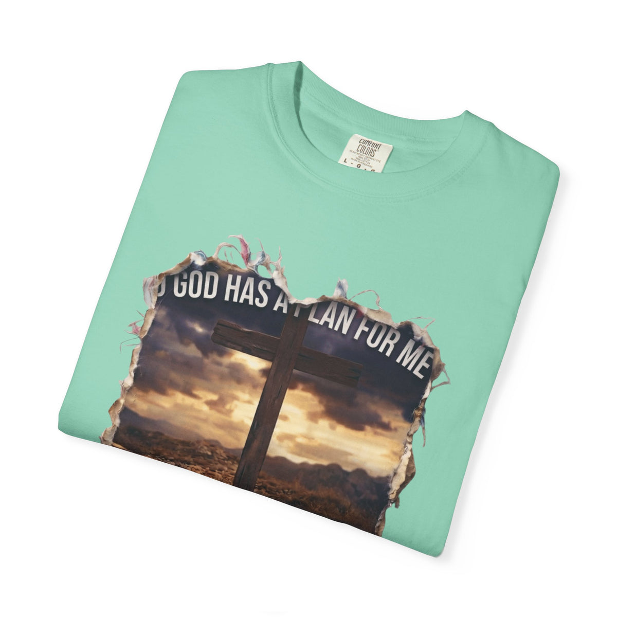 "God Has A Plan For Me" Unisex Garment-Dyed Tee