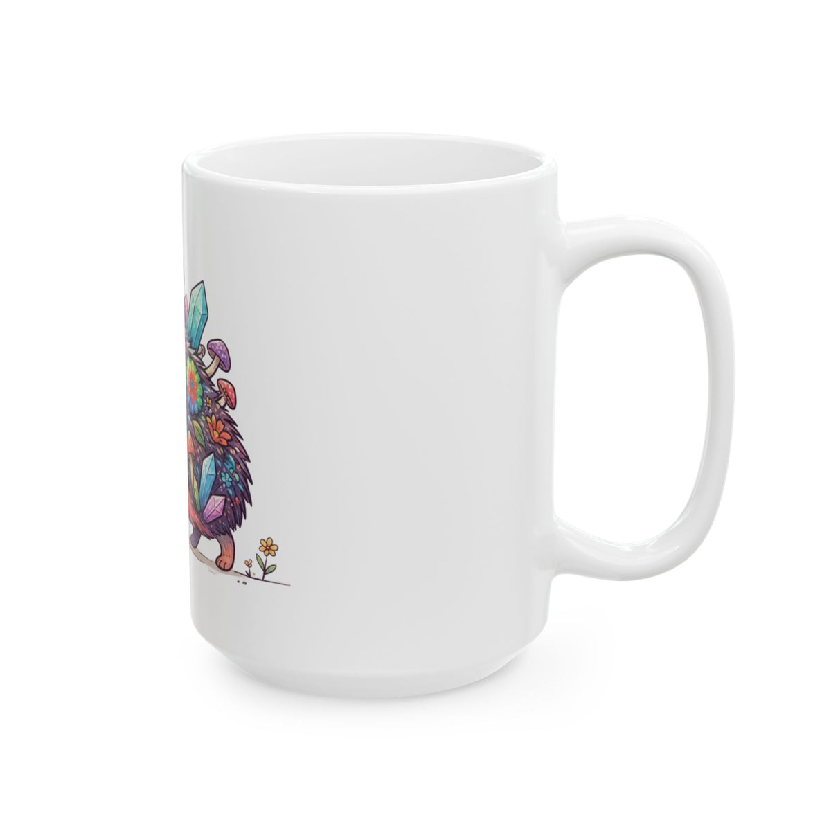 "Hippy Hedgehog" White Ceramic Mug
