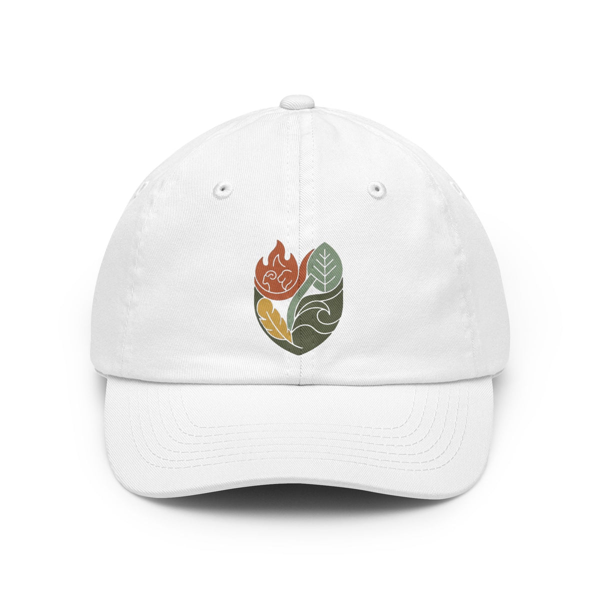 Color: White | Four Elements- Fire, Earth, Air, Water Dad Hat — Graphic
