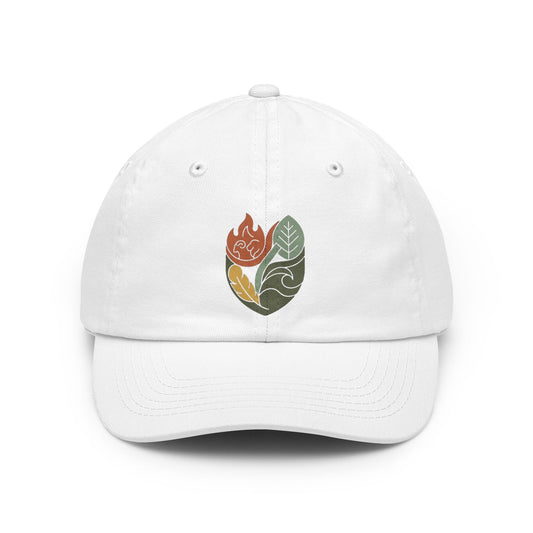 Color: White | Four Elements- Fire, Earth, Air, Water Dad Hat — Graphic