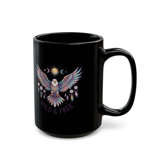 "Hippy Eagle" Black Ceramic Mug