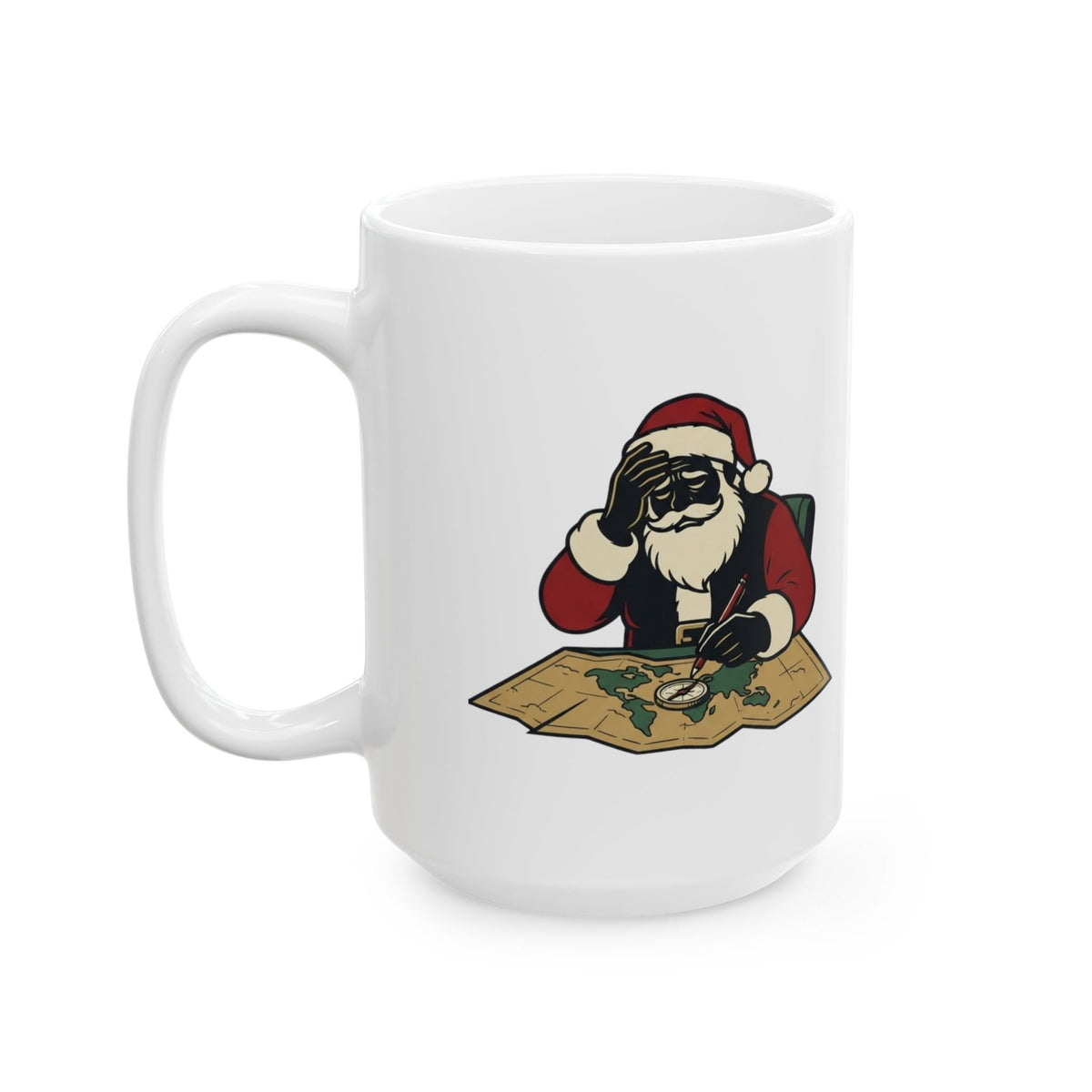 "Ho Ho Hard At Work" White Ceramic Mug — Graphic