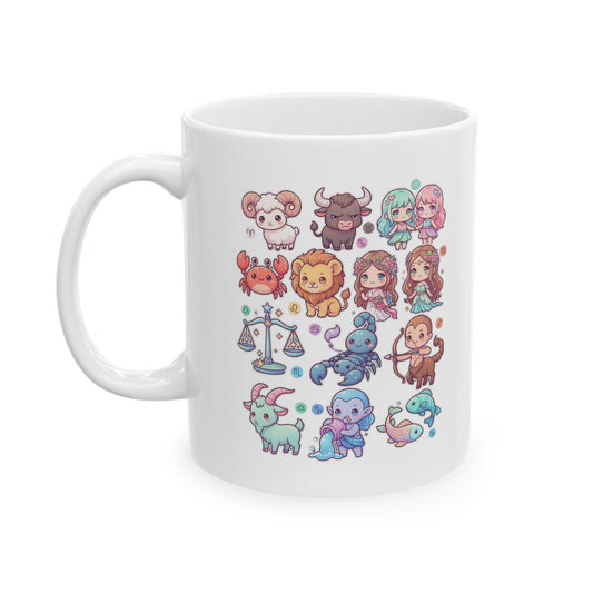 "Cute Chibi Zodiac" White Ceramic Mug