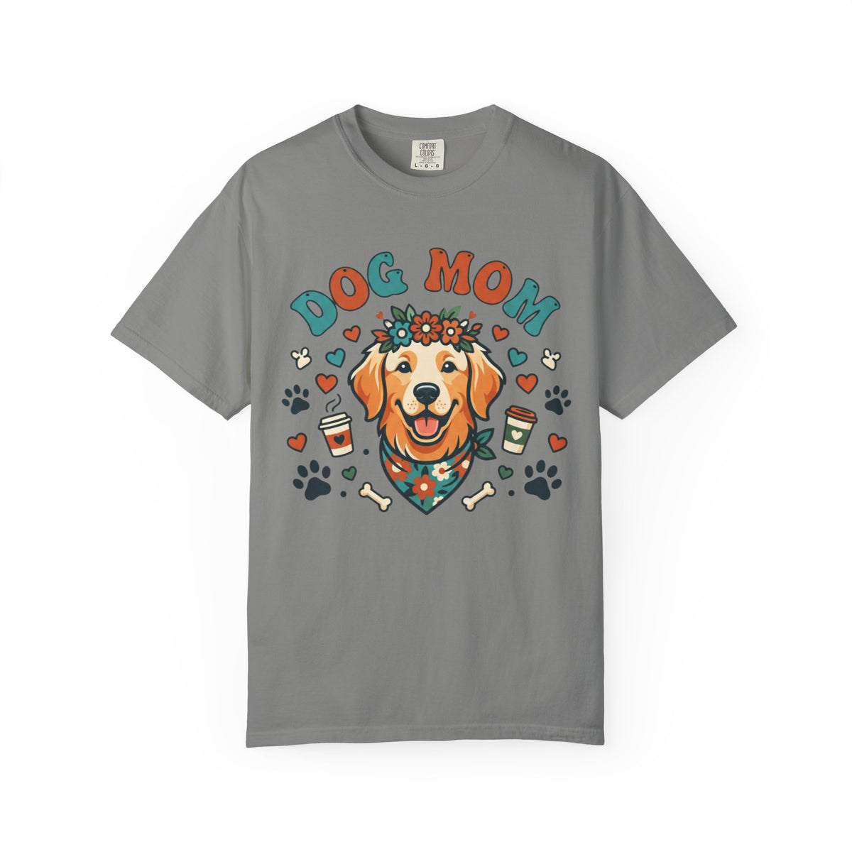 Color: Granite | Dog Mom Unisex Garment-Dyed Tee