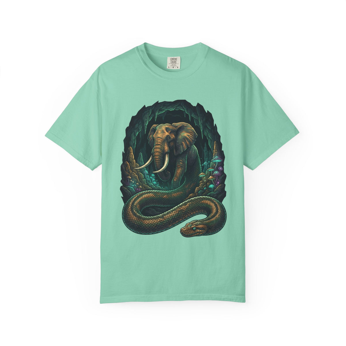 Color: Island Reef | Grootslang (South African Mythology) Unisex Garment-Dyed Tee