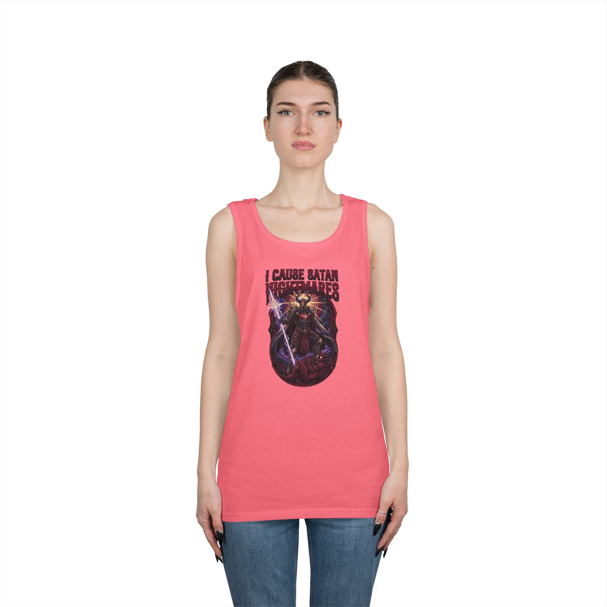 Color: Safety Pink | I Cause Satan Nightmares Tank Top