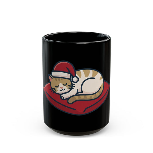 "Deck The Halls And Take A Nap" Black Ceramic Mug — Graphic