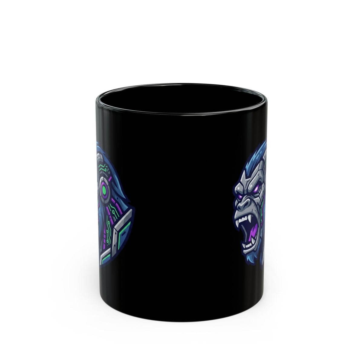 "Cyber Chimp" Black Ceramic Mug — Graphic