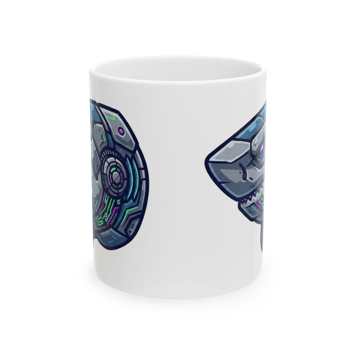 "Cyber Shark" White Ceramic Mug — Graphic